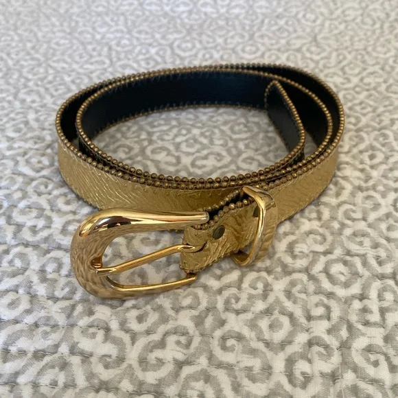 Strenesse Blue Cream Leather Belt Size 40 Gunmetal Buckle Made in Italy Designer Веllе Dоnnе | Accessories | 885 Plus Size Belt Bonded  main image 4